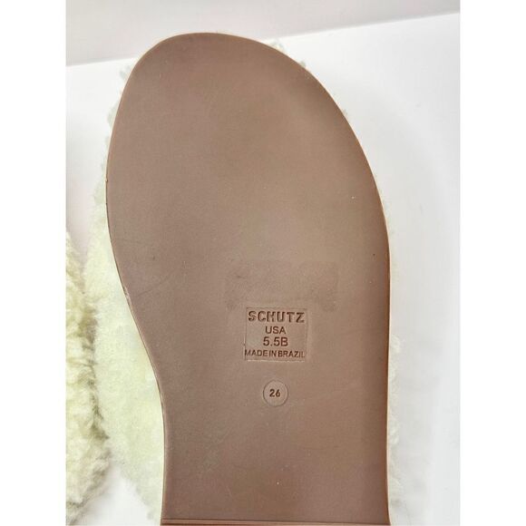 SCHUTZ Sandals Size 5.5‎ Dynora Ladies Faux Shearling Slip On Casual Slippers - Picture 10 of 11